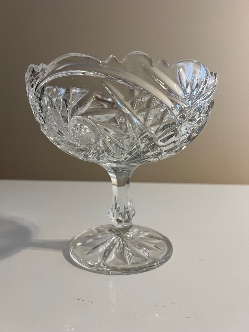 Vintage Crystal Pedestal Compote Bowl - Clear